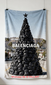 Balenciaga Trash Bag Tree Print Flannel Sofa Throw Blanket BA182
